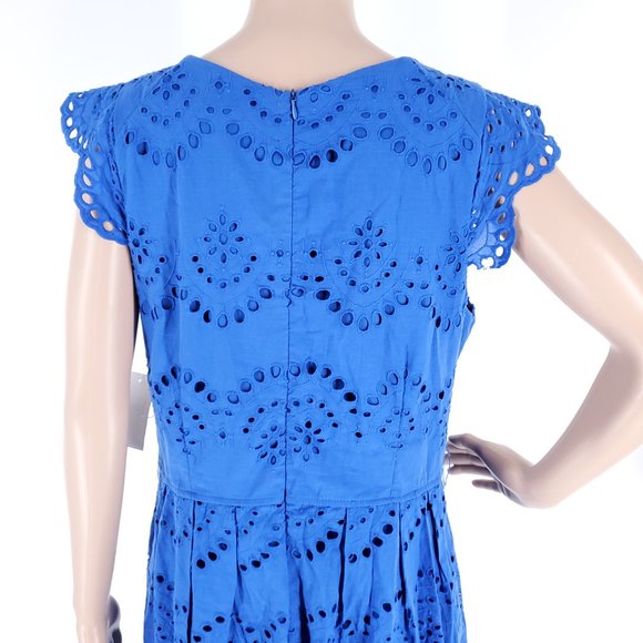 Chris McLaughlin Women Dress Cool Breeze Cotton Knee Length Blue Size 12 - NWT - Picture 4 of 8